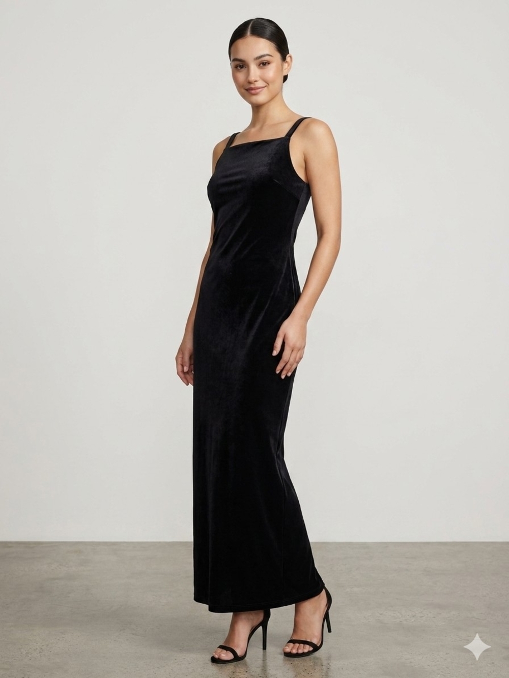 Vintage Jacob Black Velvet Maxi Slip Dress Whimsigoth 90s Grunge Gothic Chic M